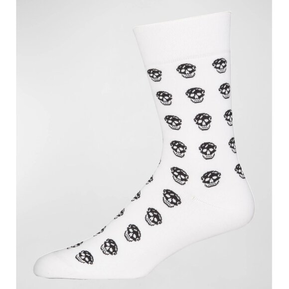 Alexander McQueen Men's Allover Skull Crew Socks Large